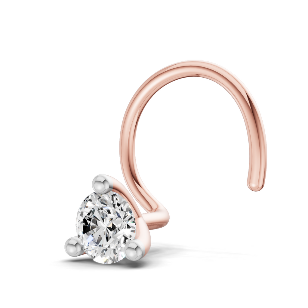 0.15 Carat Lab Grown Diamond Celeste Solitaire Nosepin | 14K Rose Gold (Wire)