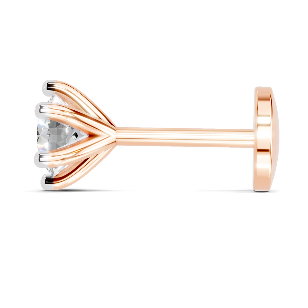 0.25 Carat Lab Grown Diamond Clara Solitaire Nosepin | 14K Rose Gold (Screw)
