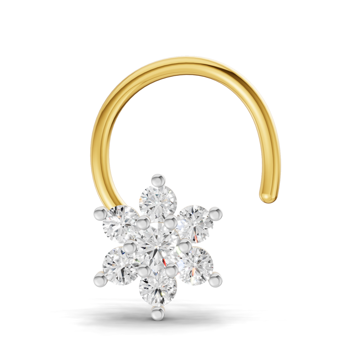 0.16 Carat Lab Grown Diamond Snowflake Nosepin | 14K Yellow Gold (Wire)