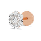 0.11 Ct Floral Stud Round Shape Nose Pin | 14K Yellow Gold