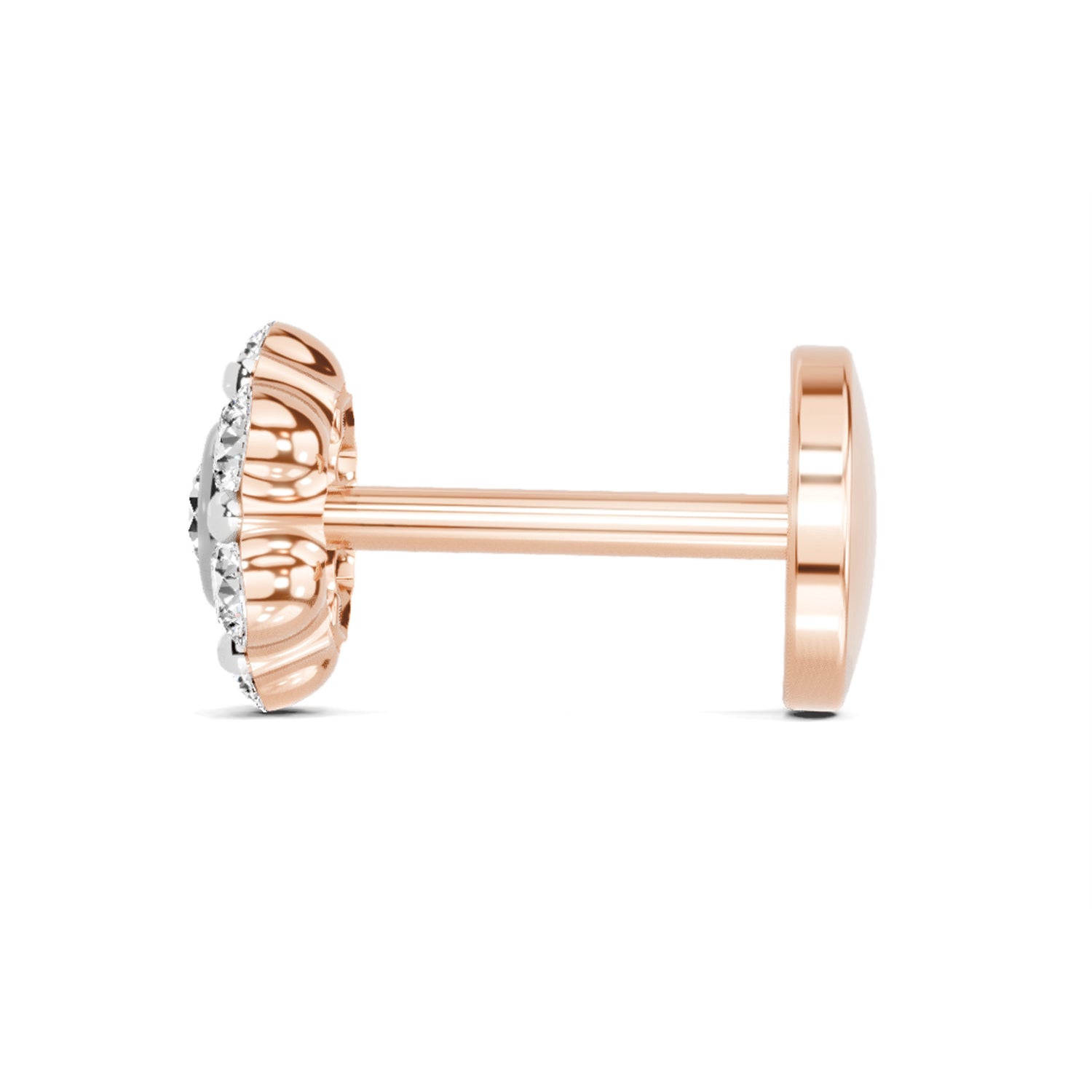 0.11 Ct Floral Stud Round Shape Nose Pin | 14K Yellow Gold