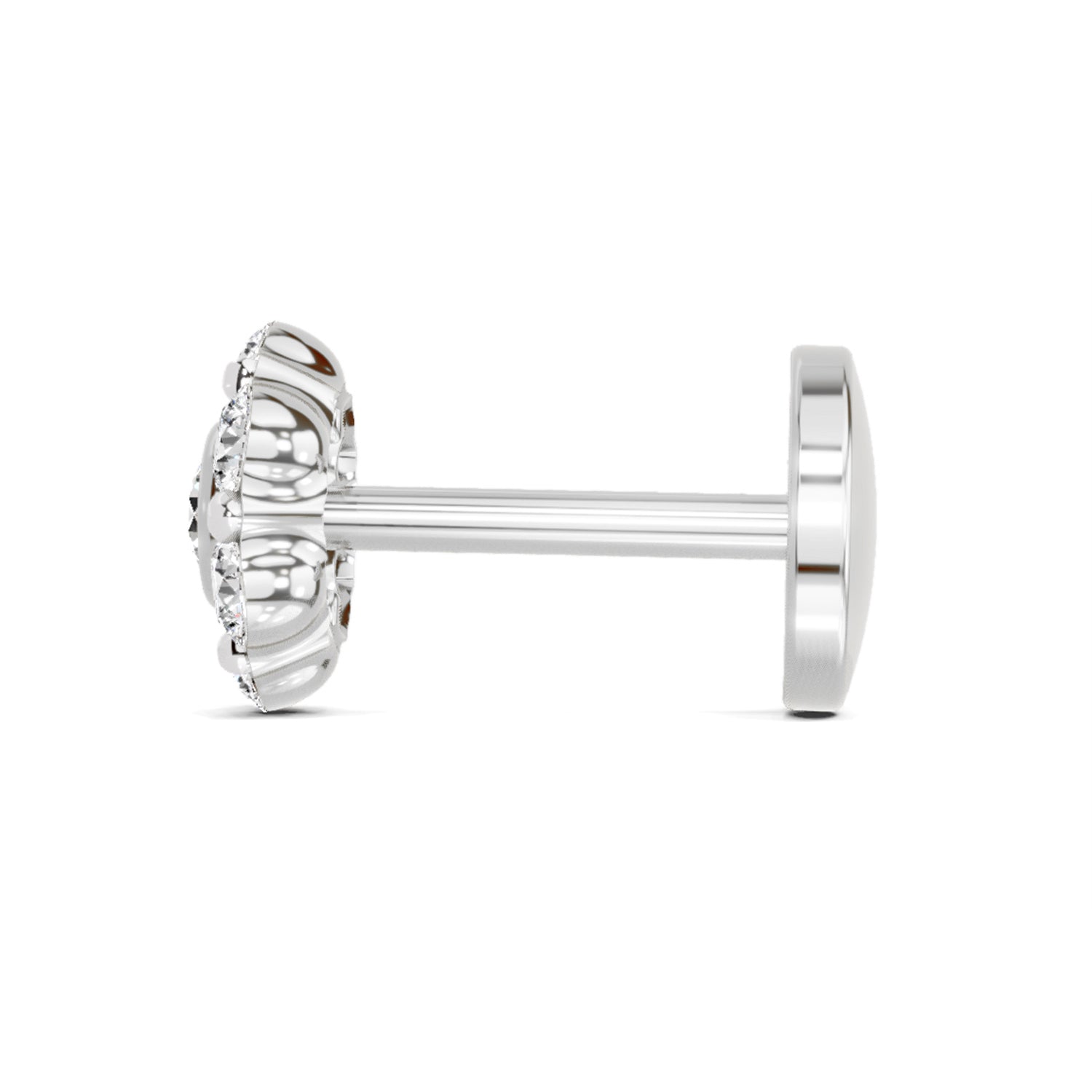 0.11 Ct Floral Stud Round Shape Nose Pin | 14K Yellow Gold