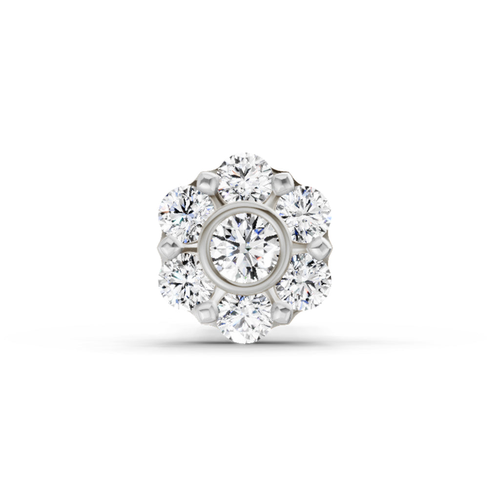 0.11 Ct Floral Stud Round Shape Nose Pin | 14K Yellow Gold