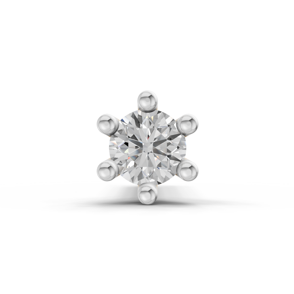0.05 Ct Solitaire Round Shape Nose Pin | 14K Yellow Gold