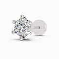 0.06 Carat Round Shape 6 Prong Solitaire Diamond Nose Pin | 14K White Gold-Screw