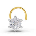 0.06 Ct Round Shape 6 Prong Solitaire Diamond Nose Pin | 14K Yellow Gold