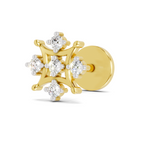 0.08 Carat Lab Grown Diamond Round Shape Snowflake Nosepin | 14K Yellow Gold (Screw)