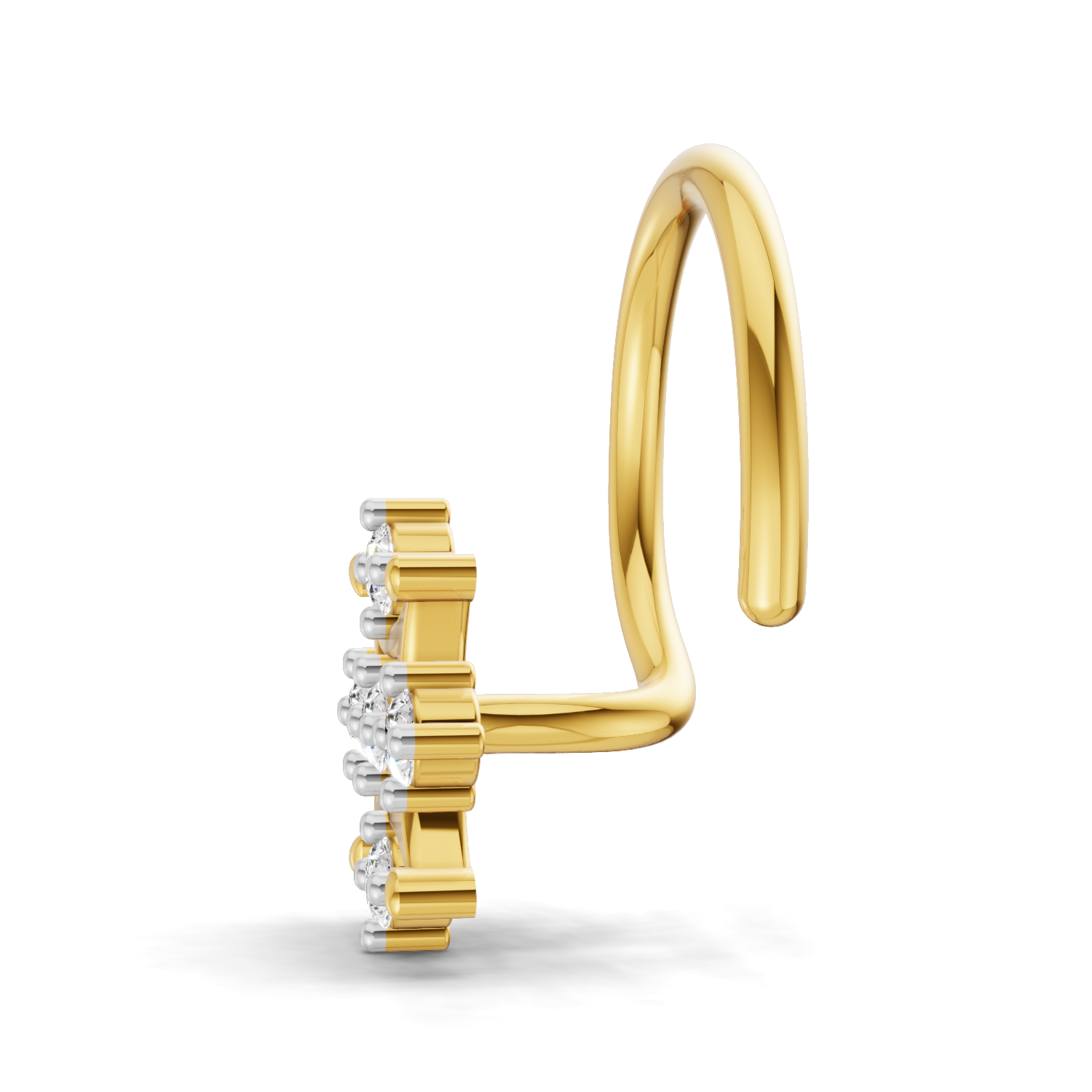 0.08 Carat Lab Grown Diamond Round Shape Snowflake Nosepin | 14K Yellow Gold (Wire)