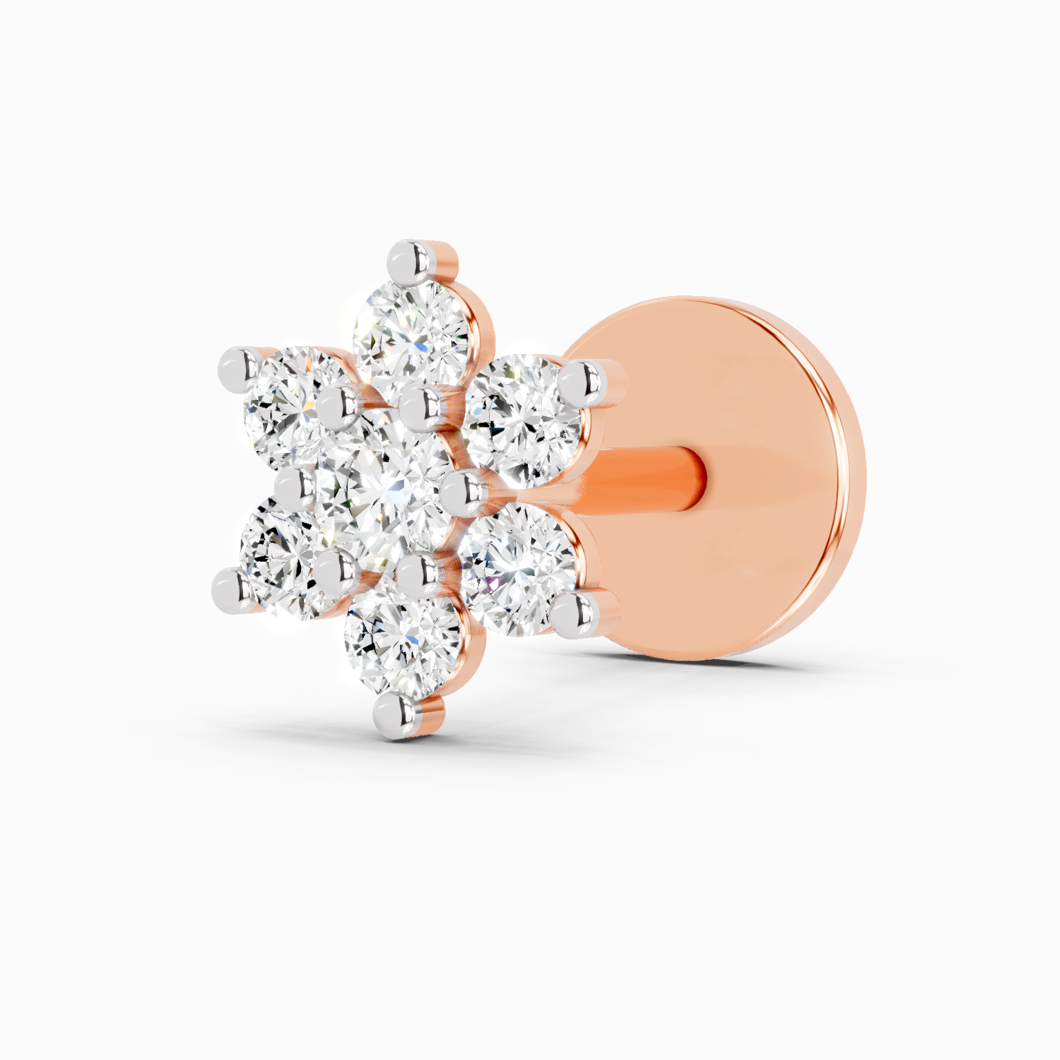 0.11 Ct Round Shape Nose Pin | 14K Rose Gold