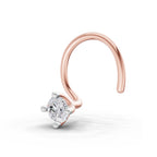 0.03 Ct Round Shape 4 Prong Solitaire Diamond Nose Pin | 14K Yellow Gold