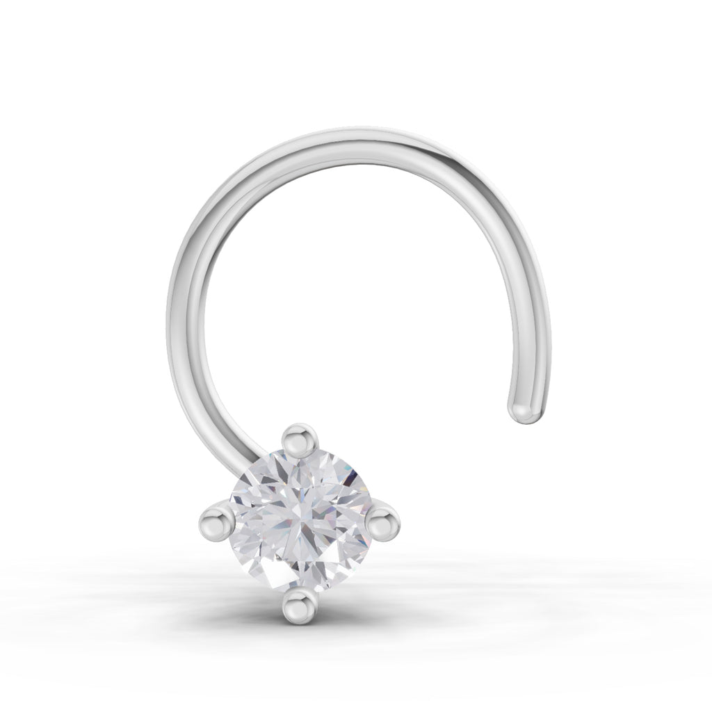 0.03 Ct Round Shape 4 Prong Solitaire Diamond Nose Pin | 14K Yellow Gold