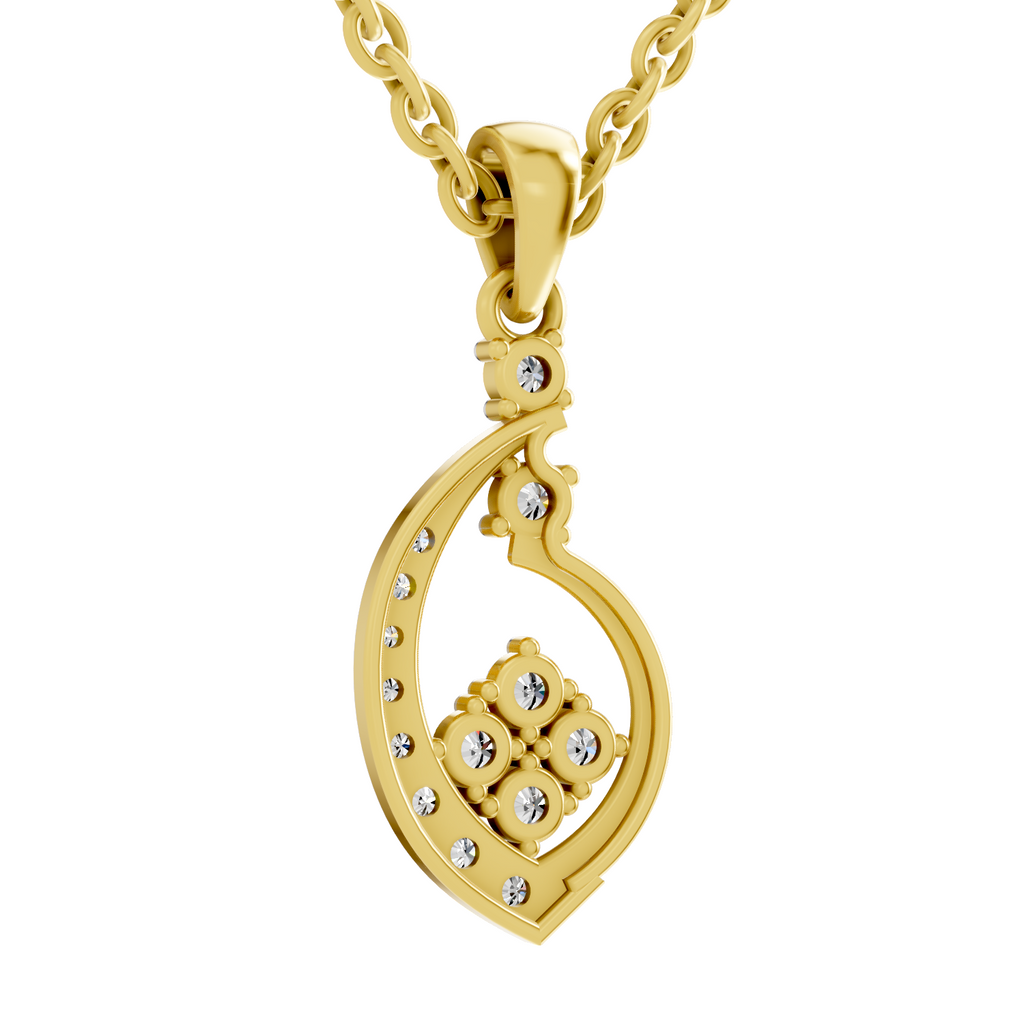 0.34 Carat Twisted Leaf Diamond Pendant | 14K Yellow Gold