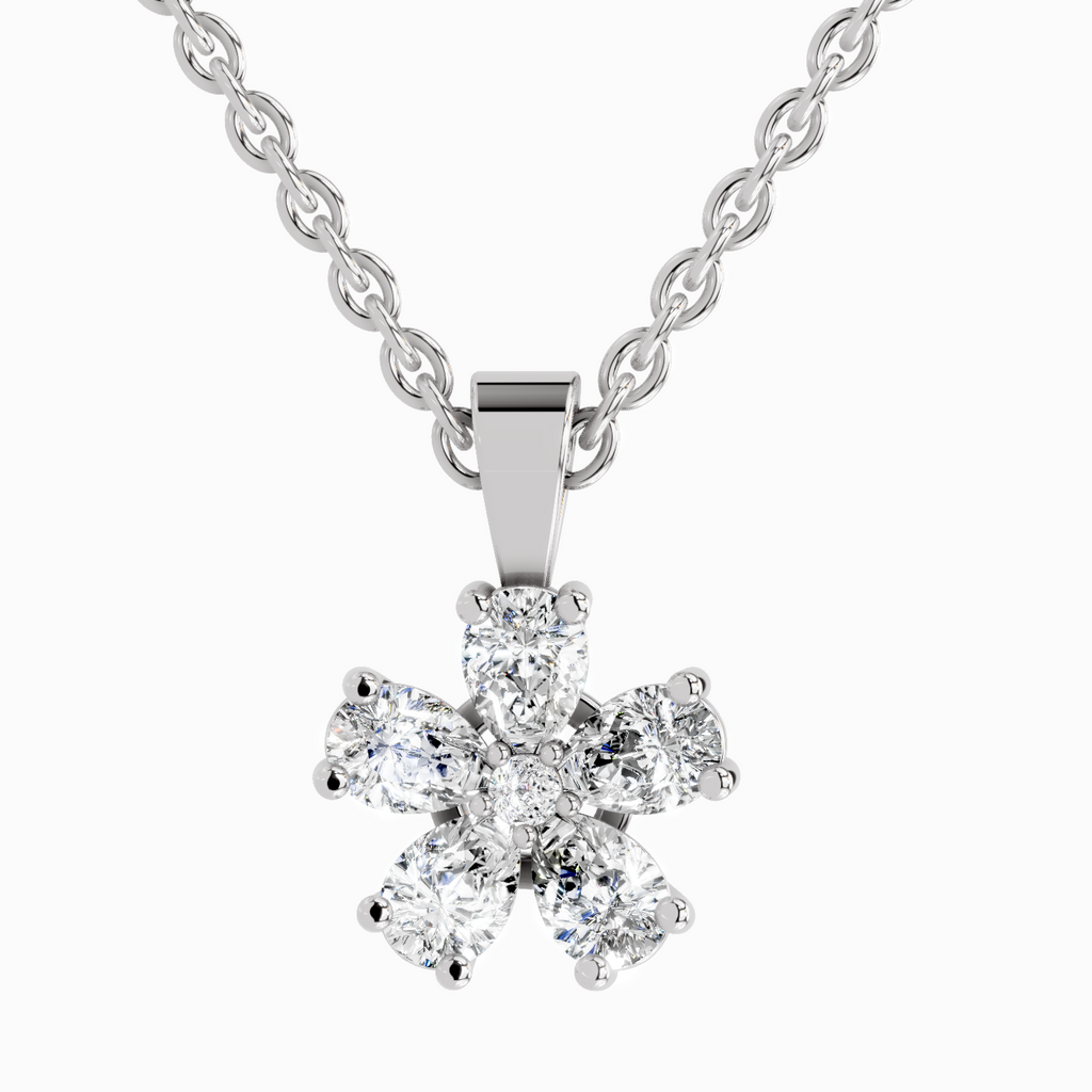 Lab Grown Diamond 1.26 Carat Flower Pendant for Women in 14K
