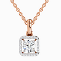 Lab Grown Diamond 0.99 Carat Halo Square Pendant for Women in 14K