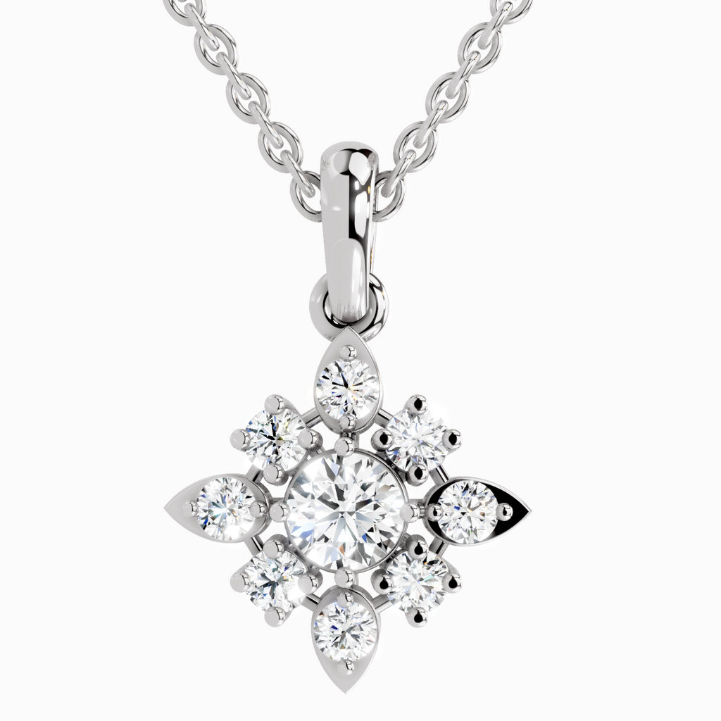 Lab Grown Diamond 1.12 Carat Flower Pendant for Women in 14K