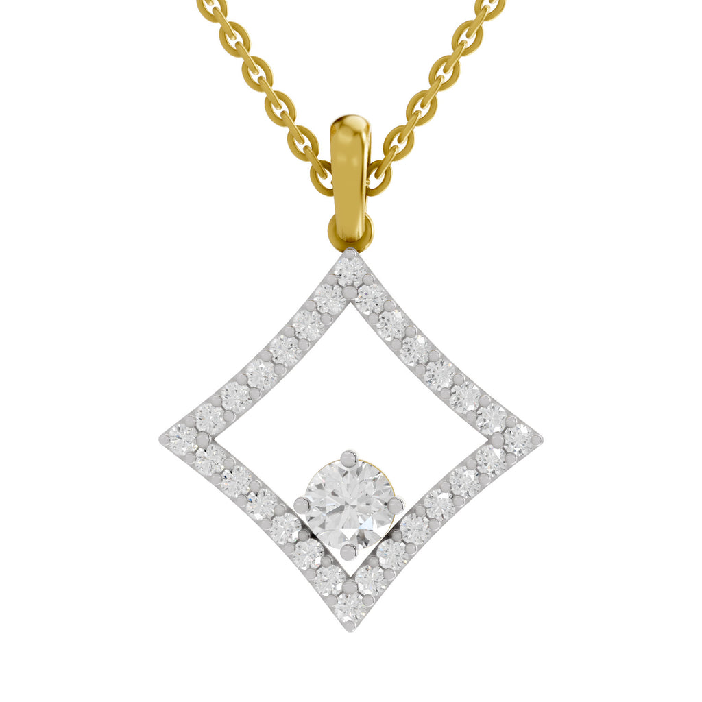 1.31 Round Shape | 925 Sterling Silver Gold Plated Halo Pendant Necklace