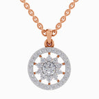 0.87 ct Starburst Halo Diamond Pendant in 14K