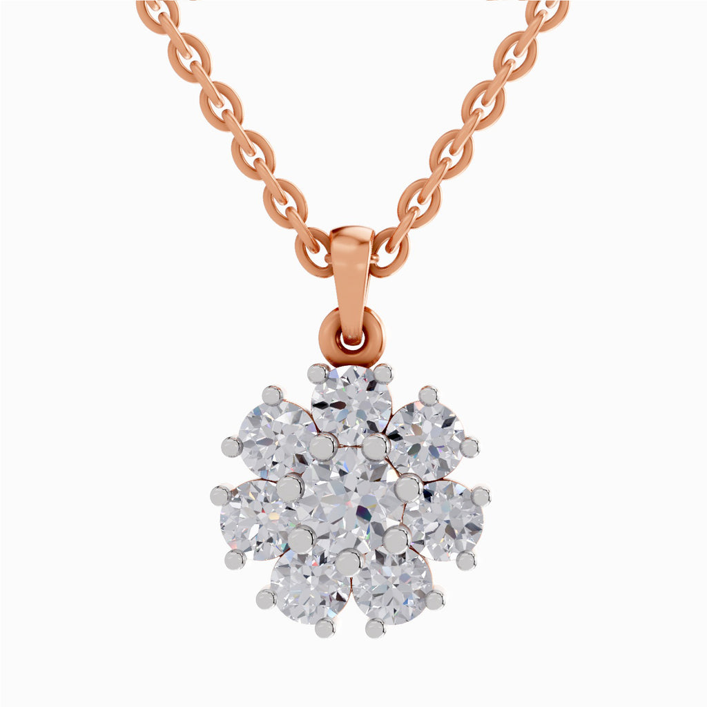 1.62 ct Diamond Cluster Flower Pendant in 14K