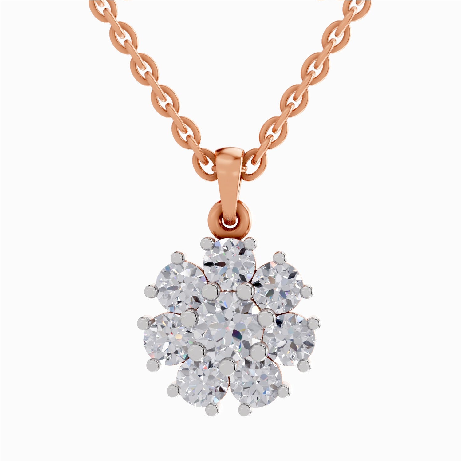1.62 ct Diamond Cluster Flower Pendant in 14K