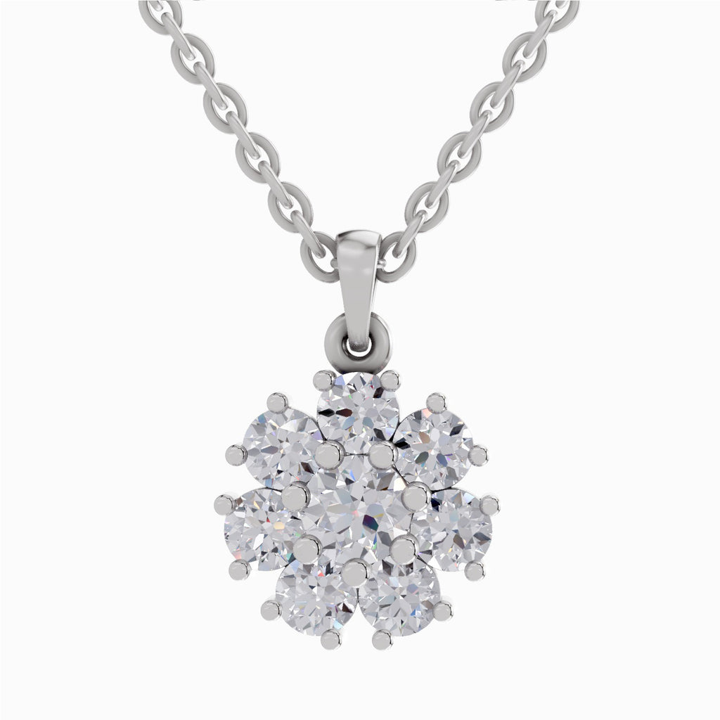 1.62 ct Diamond Cluster Flower Pendant in 14K
