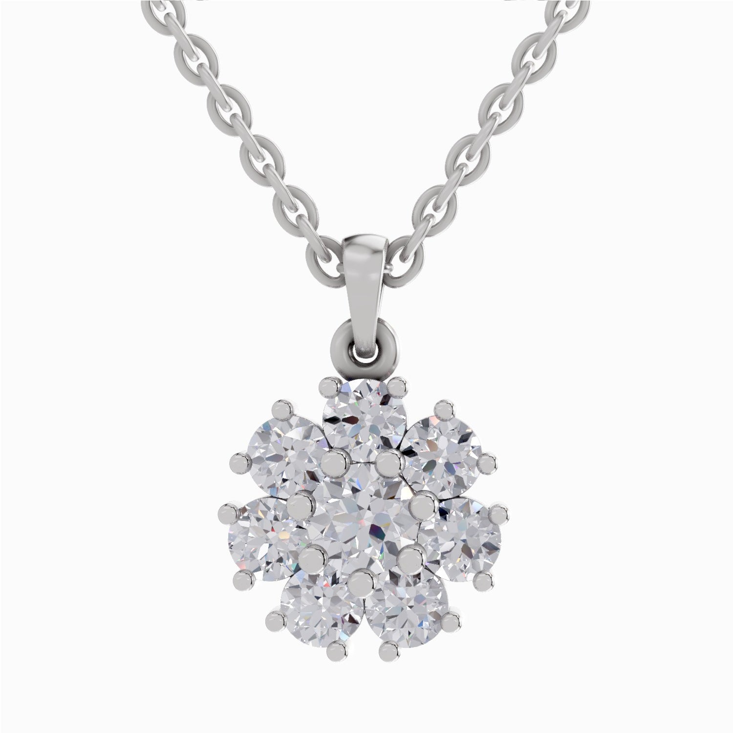 1.62 ct Diamond Cluster Flower Pendant in 14K
