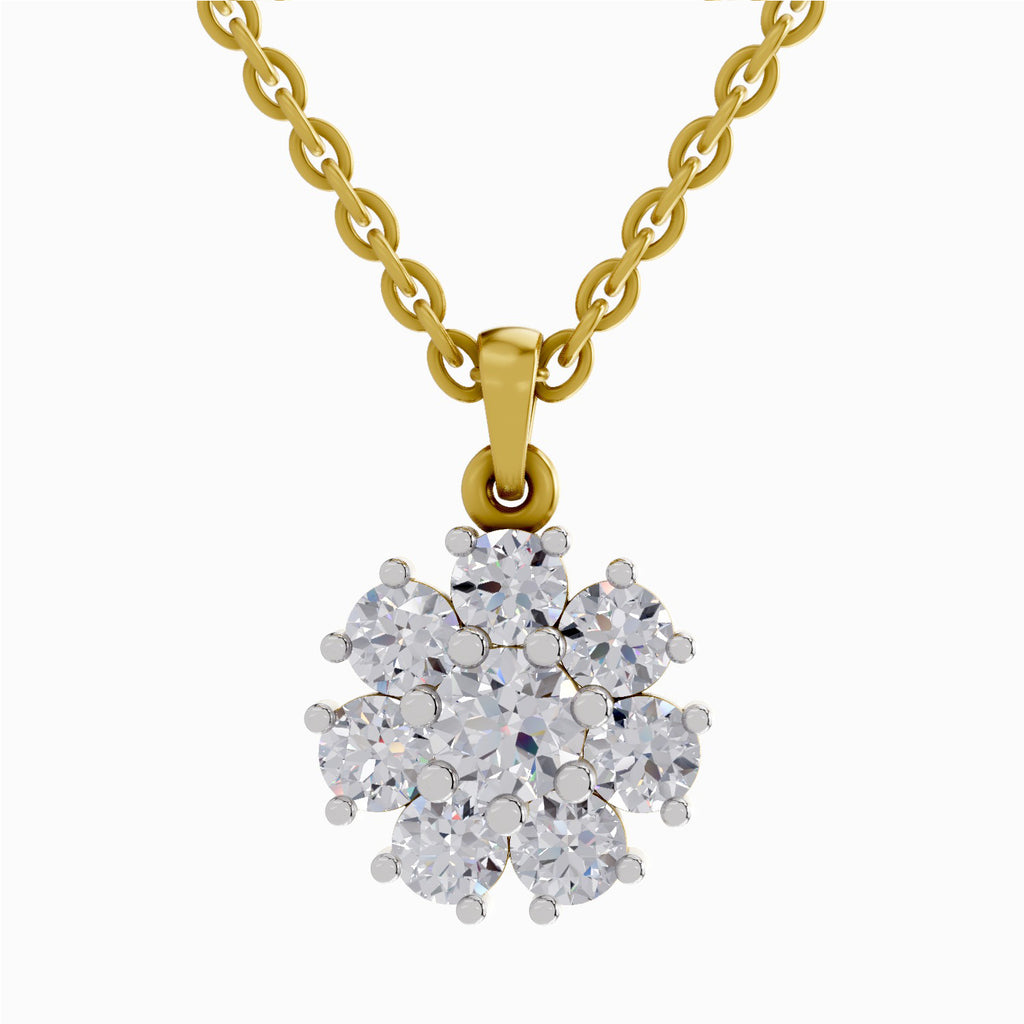 1.62 ct Diamond Cluster Flower Pendant in 14K