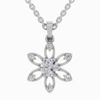 1 ct Floral Solitaire Diamond Pendant in 14K