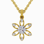 1 ct Floral Solitaire Diamond Pendant in 14K