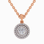 0.70 ct Double Halo Diamond Pendant in 14K