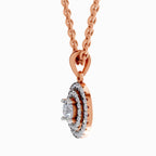 0.70 ct Double Halo Diamond Pendant in 14K