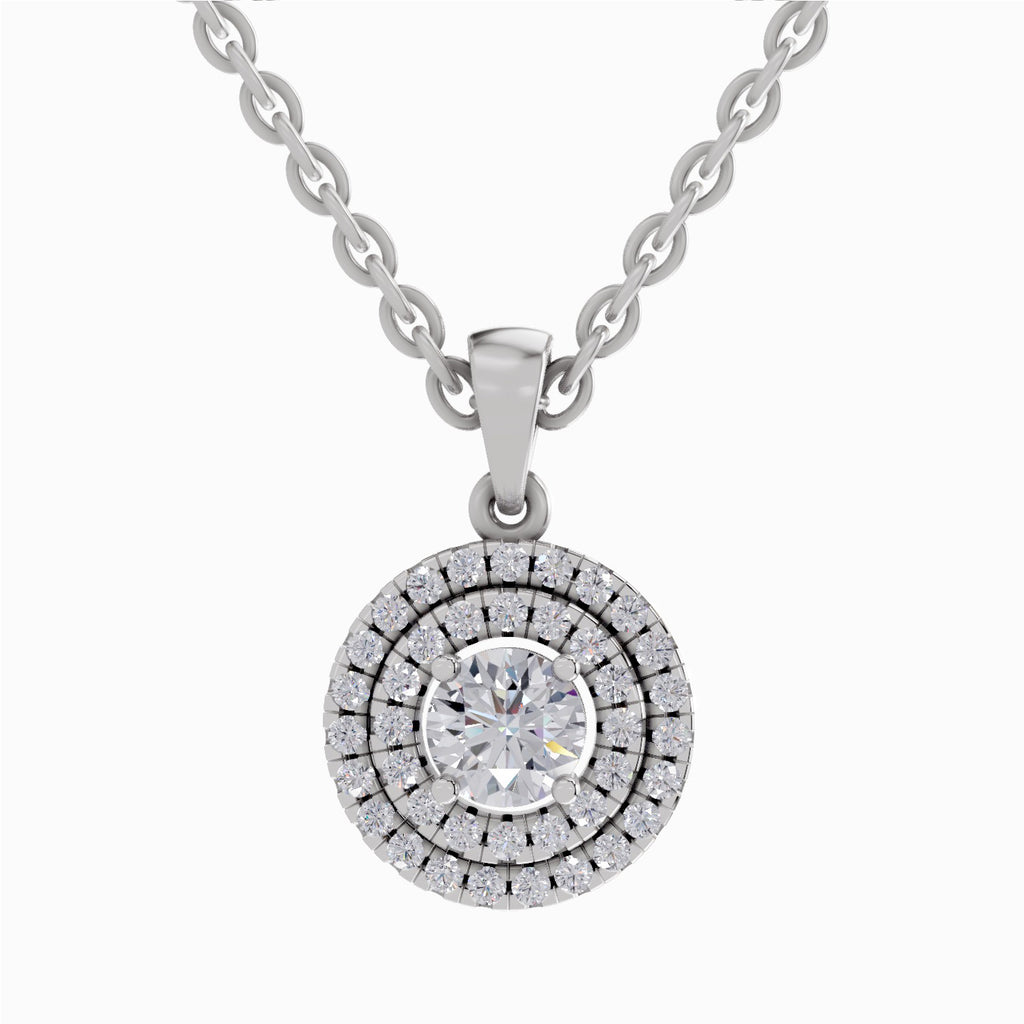 0.70 ct Double Halo Diamond Pendant in 14K