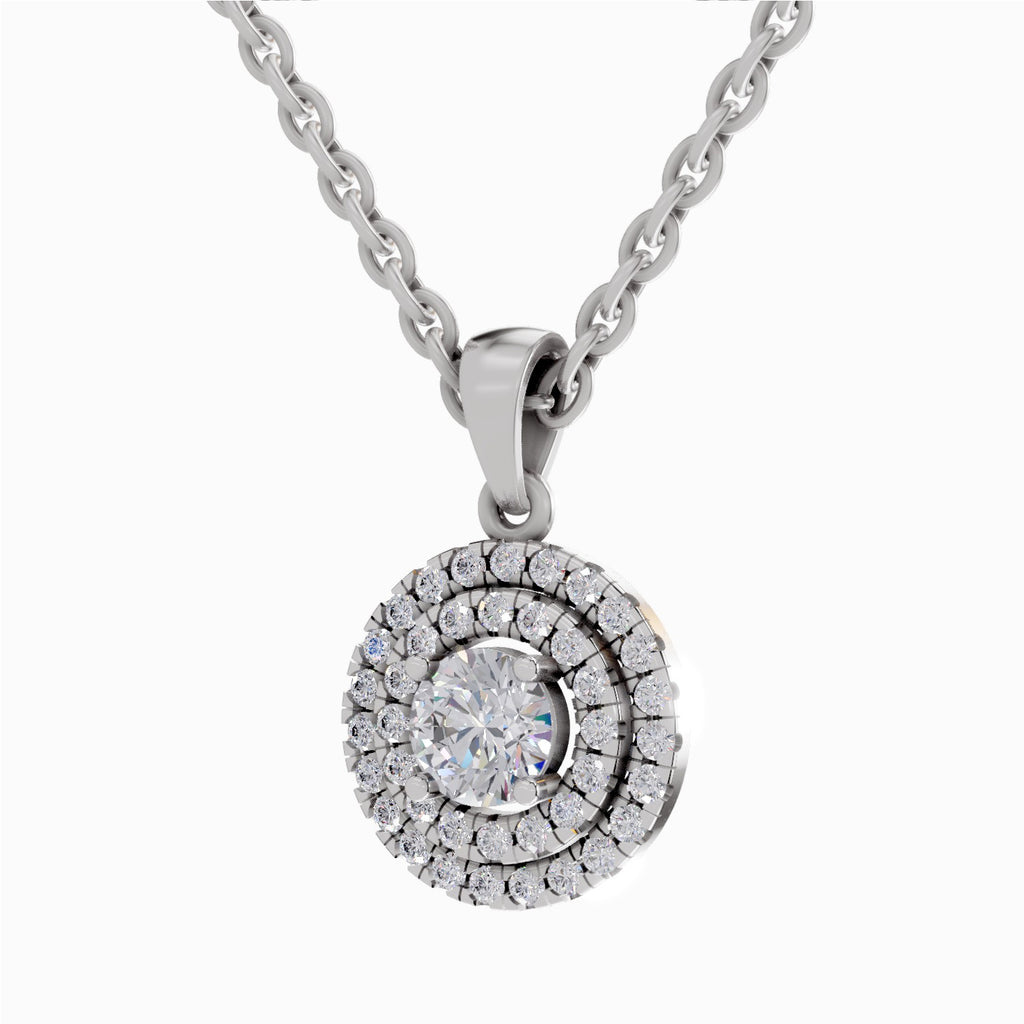 0.70 ct Double Halo Diamond Pendant in 14K