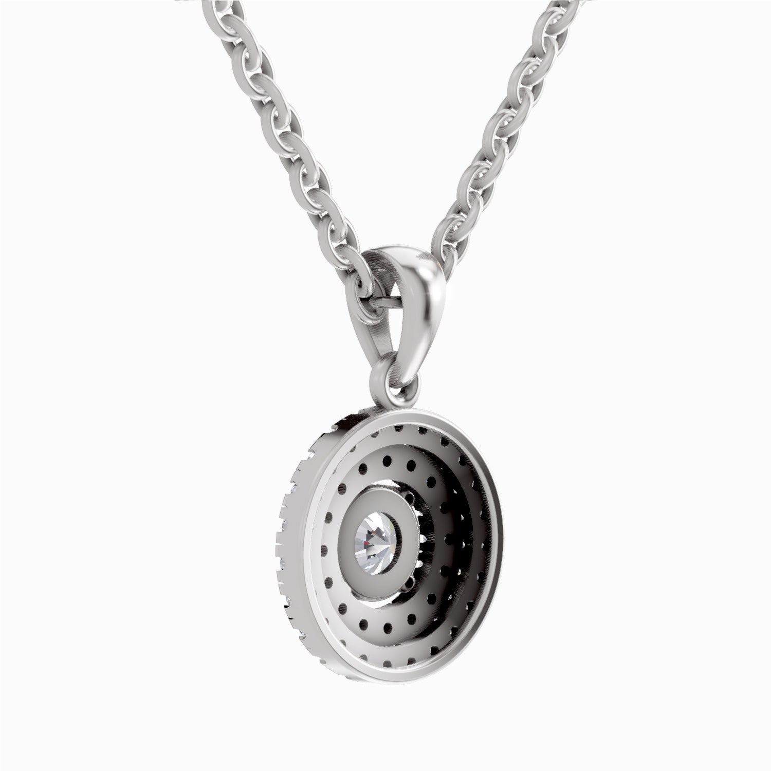 0.70 ct Double Halo Diamond Pendant in 14K