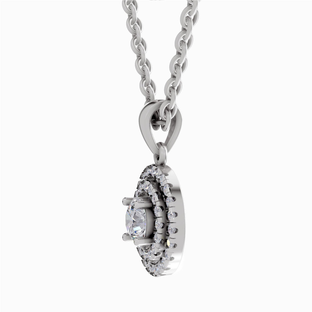0.70 ct Double Halo Diamond Pendant in 14K