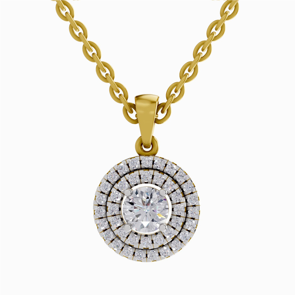0.70 ct Double Halo Diamond Pendant in 14K