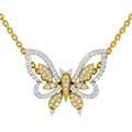 0.85 Round Shape | 925 Sterling Silver Gold Plated Butterfly Pendant Necklace