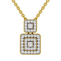 0.93 Round Shape | 925 Sterling Silver Gold Plated Square Pendant Necklace
