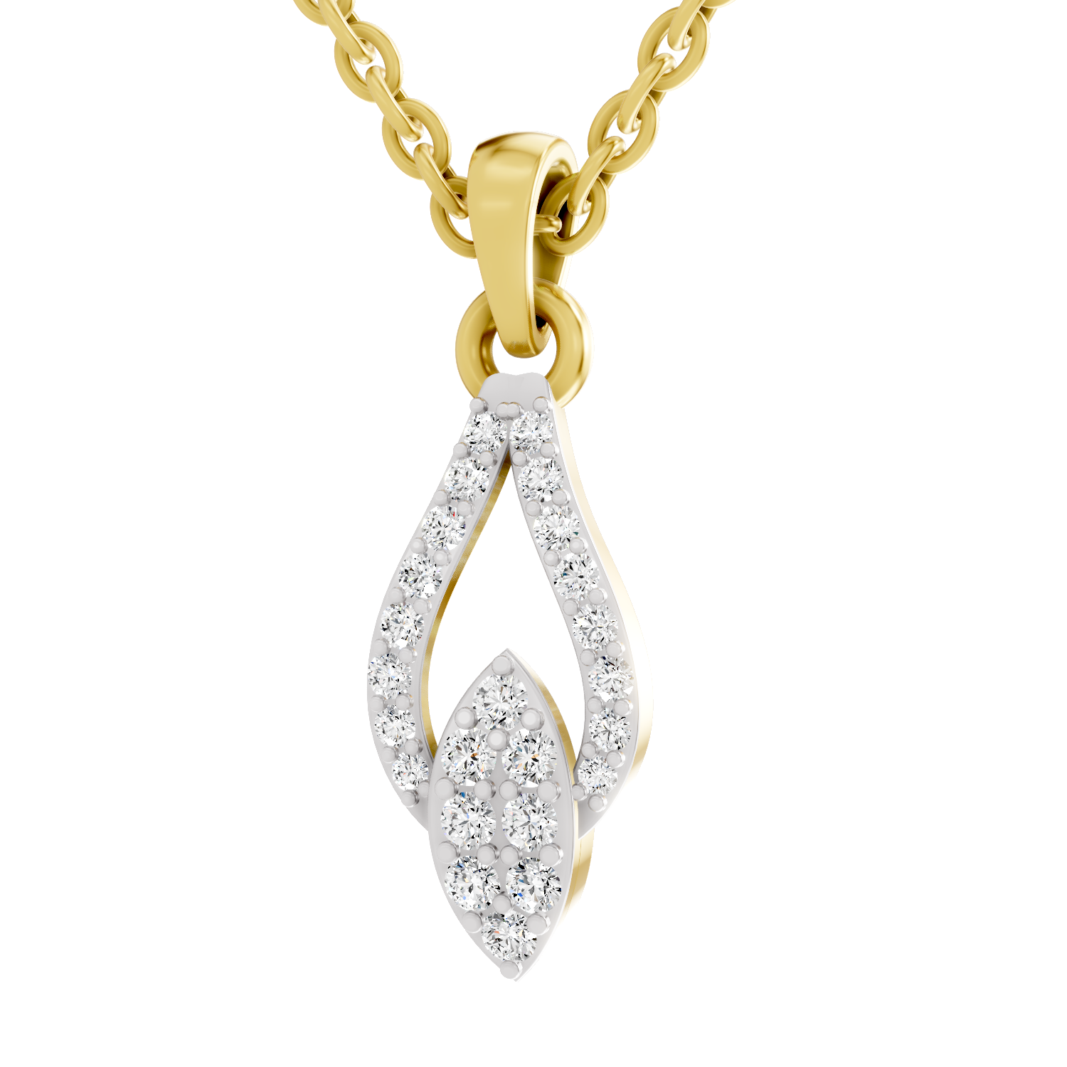 0.29 Carat Dewdrop Leaf Pendant | 14K Yellow Gold