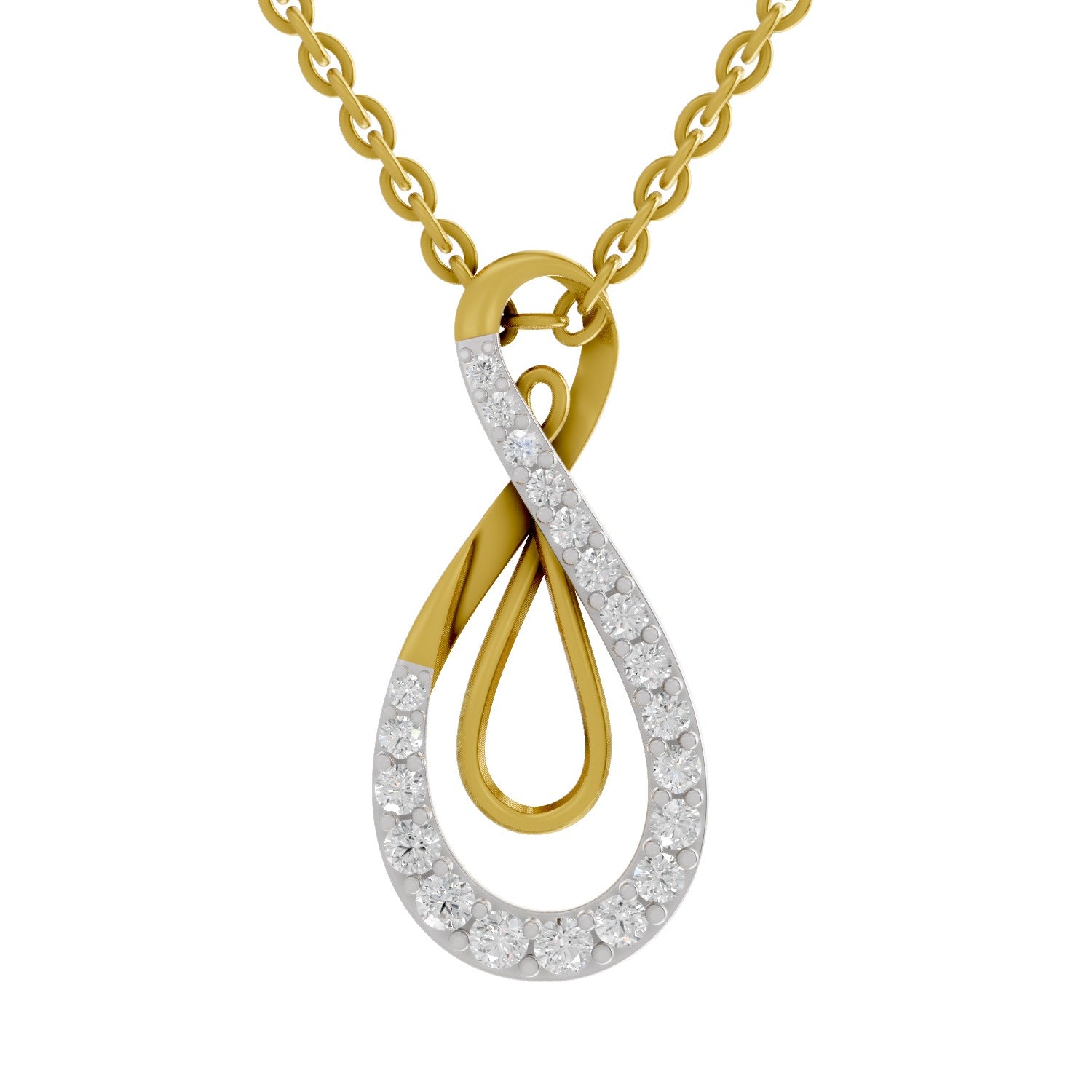 0.44 Round Shape | 925 Sterling Silver Gold Plated Infinity Pendant Necklace