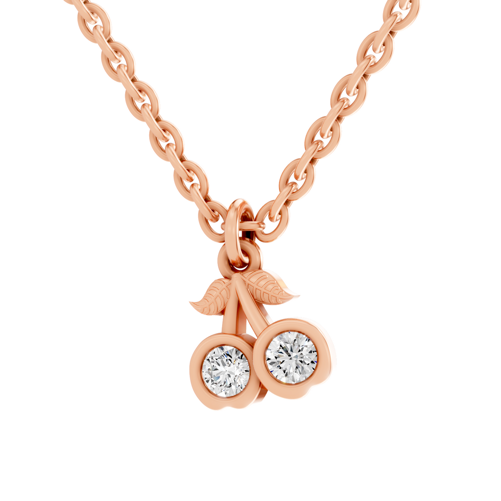 0.17 Carat Sparkling Orchard Cherry Pendant | 14K Rose Gold