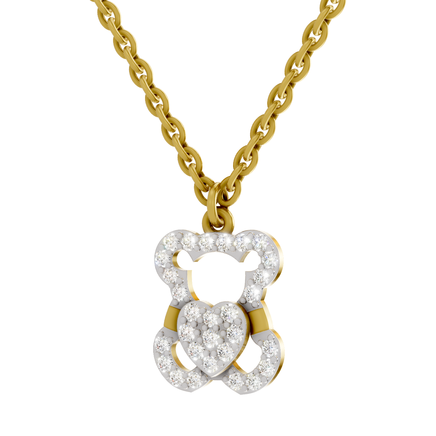 0.3 Carat Teddy Love Pendant | 14K Yellow Gold