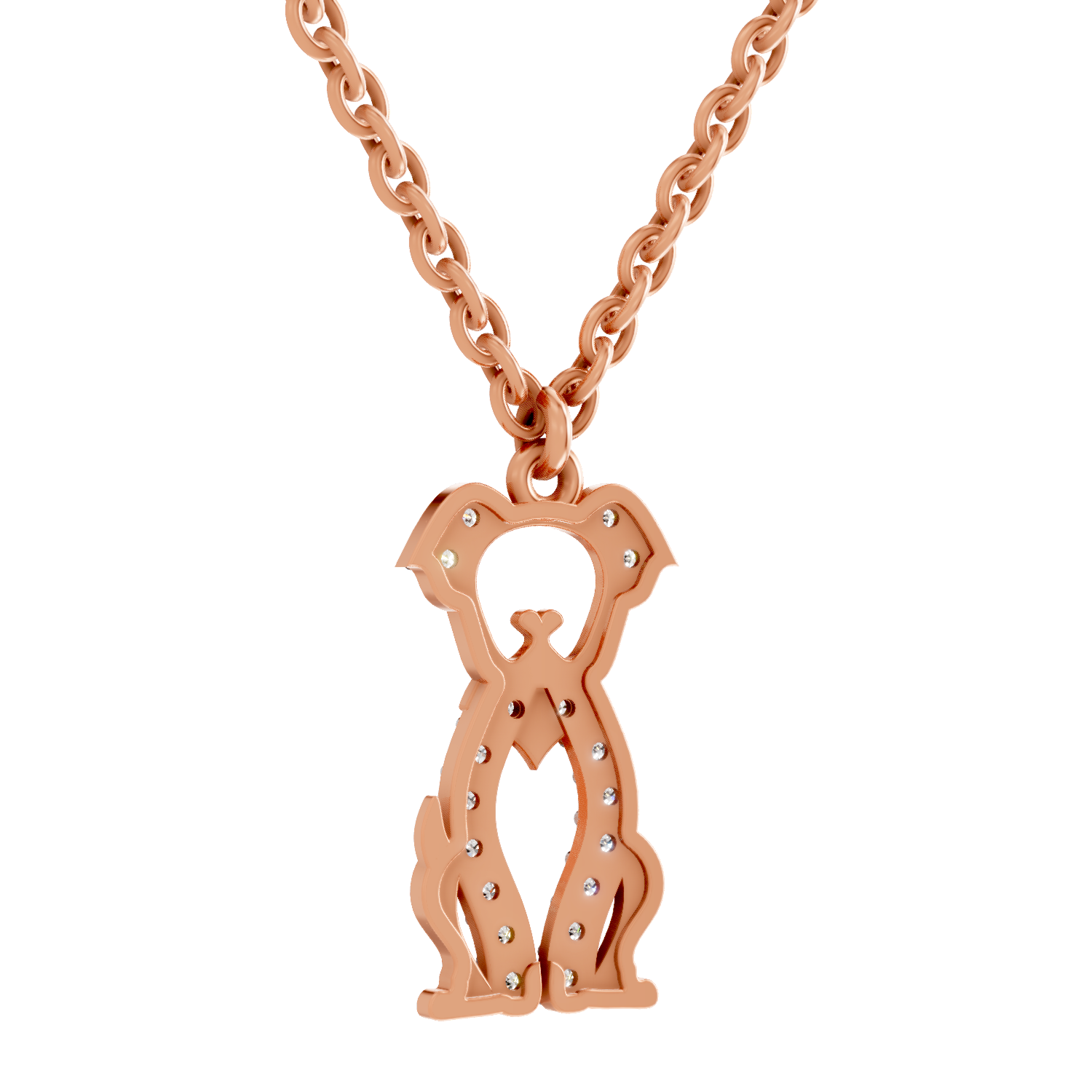 0.18 Carat Sterling Pup Silhouette Pendant | 14K Rose Gold