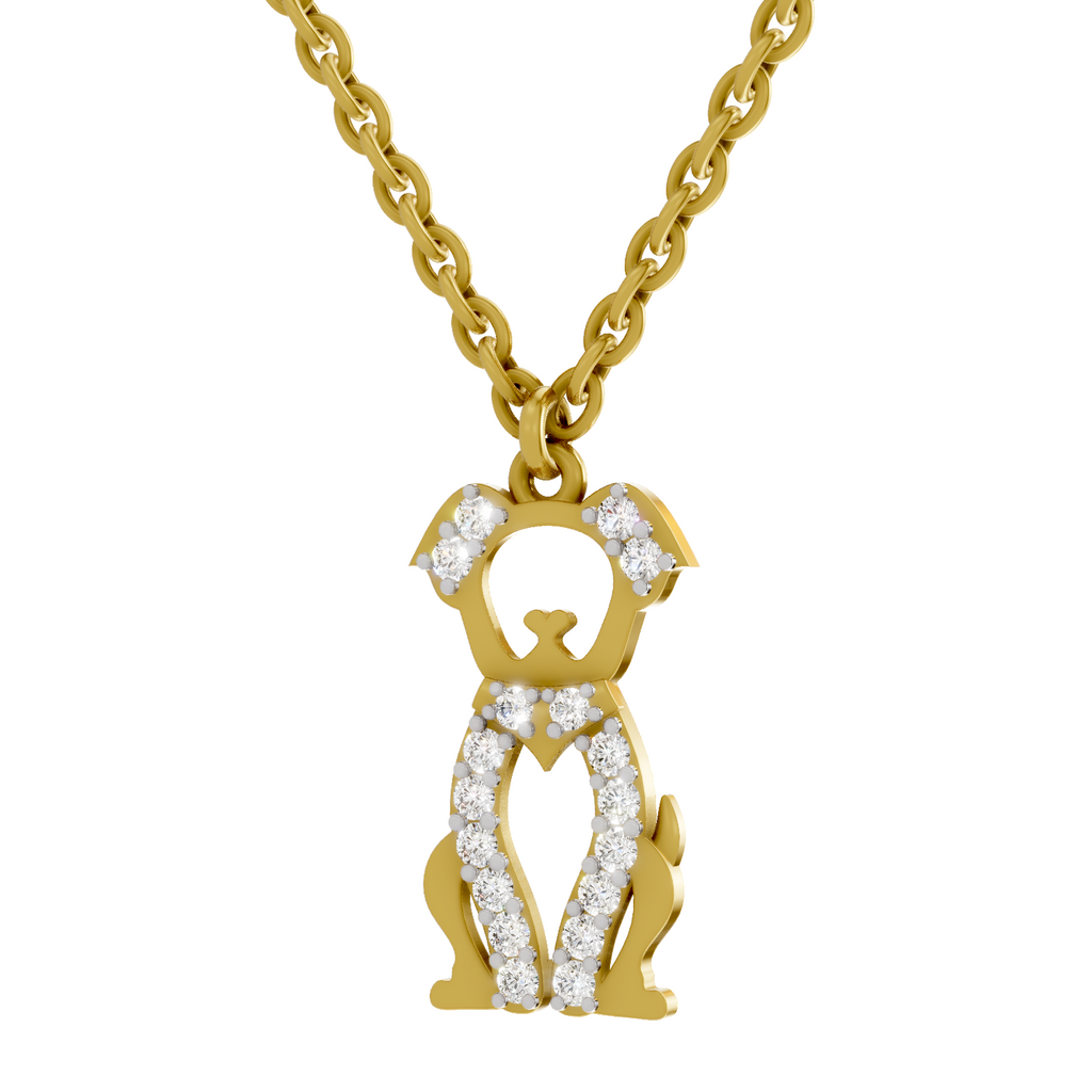 0.18 Carat Sterling Pup Silhouette Pendant | 14K Yellow Gold