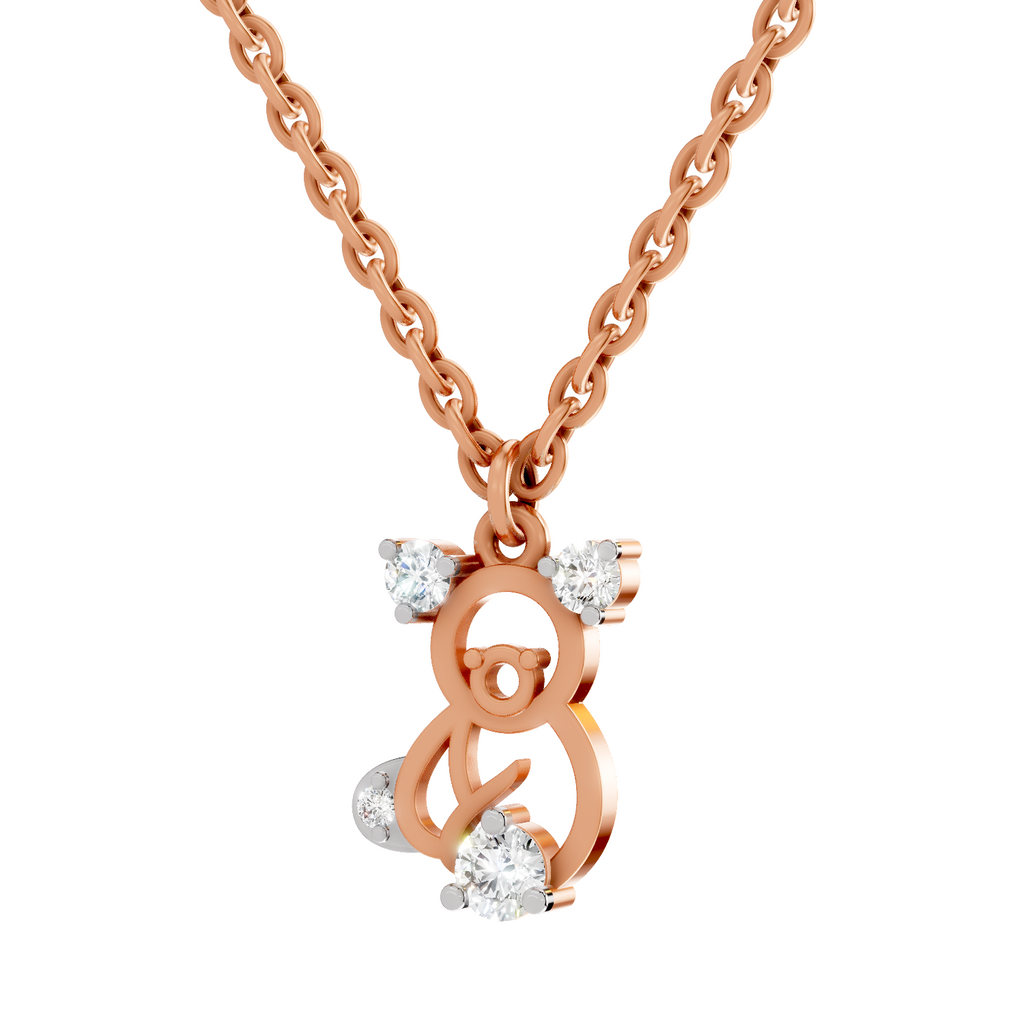 0.18 Carat Little Spark Bear Pendant | 14K Rose Gold