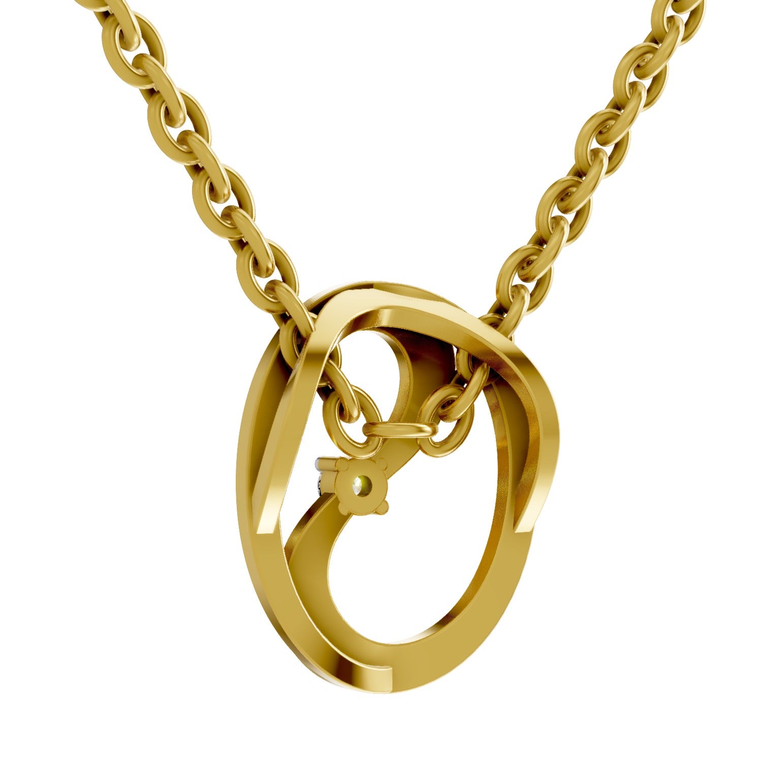 0.02 Carat 925 Sterling Silver Gold Plated Celestial Loop Pendant With Chain