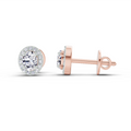 0.09 Ct Oval Halo Stud Earrings | 14K Rose Gold