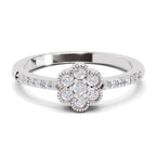 Sparkles 0.59 Carat Round Shape Floral Engagement Ring | 14K White Gold