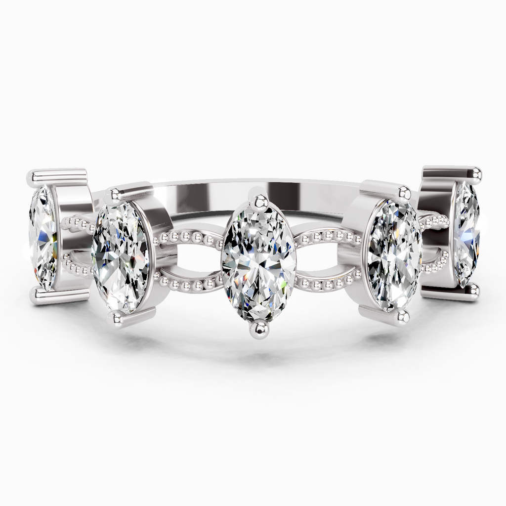 1.10 Ct Oval Shape Diamond Band Ring | 14K White Gold