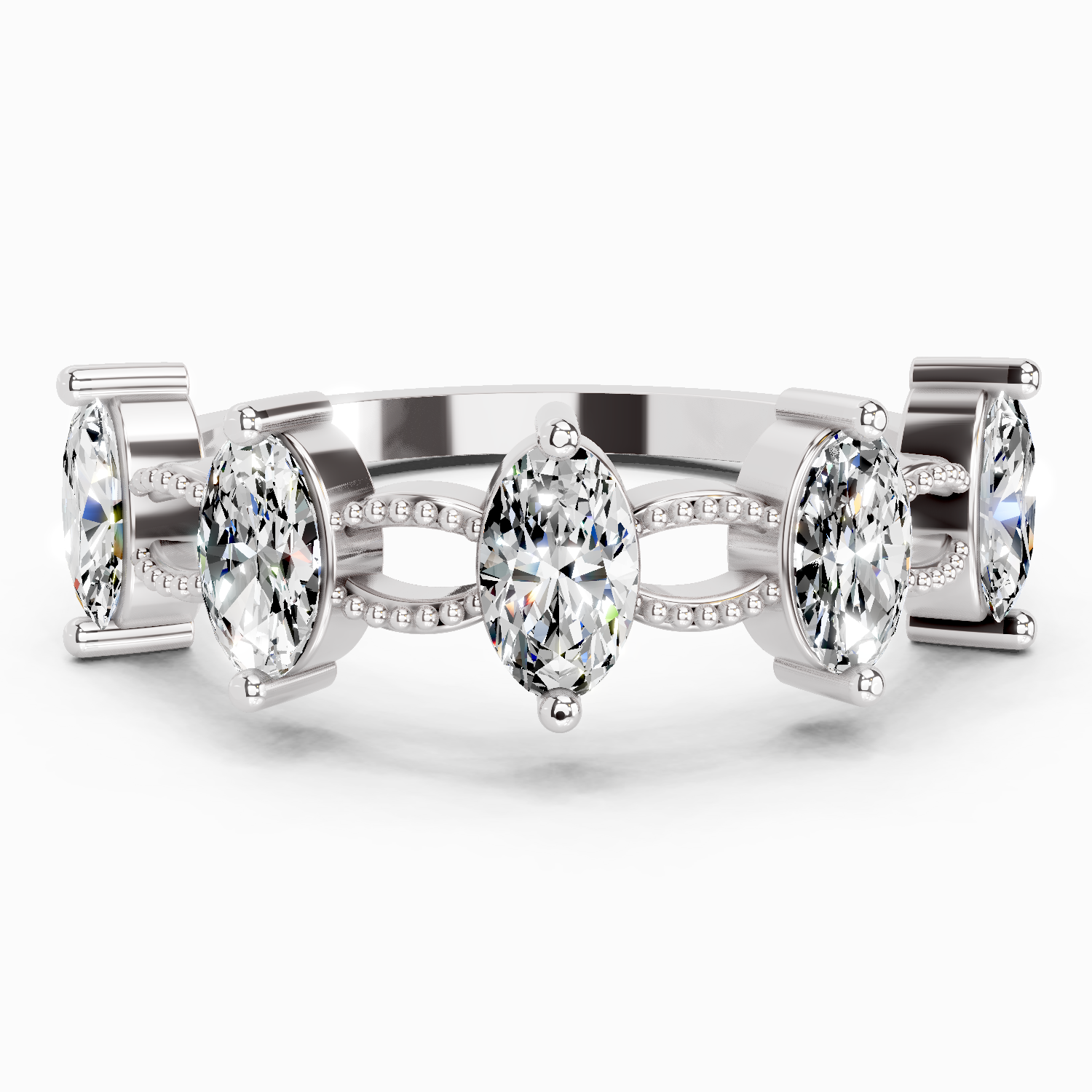 1.10 Ct Oval Shape Diamond Band Ring | 14K White Gold