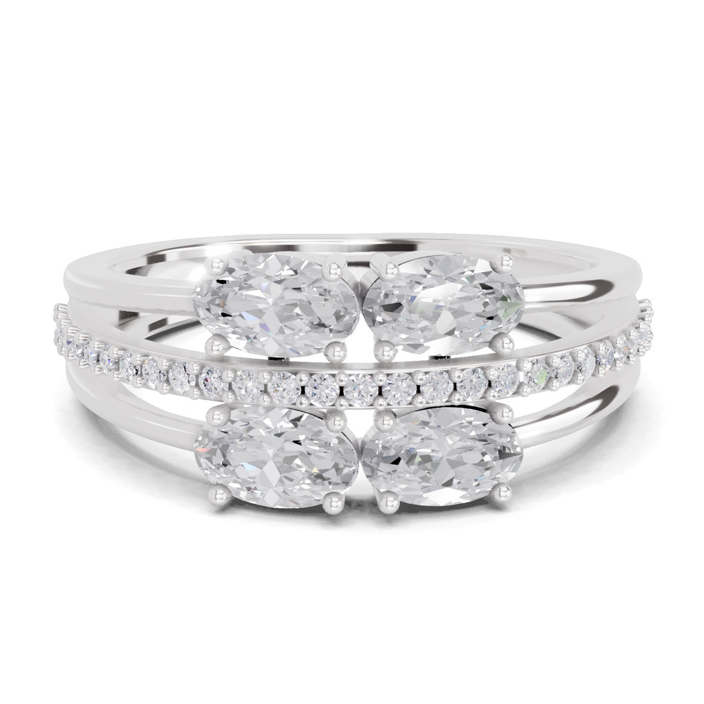 1.36 Carat Quadra Oval Engagement Ring | 14K White Gold